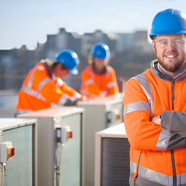 Licensed HVAC technician installing AC in Las Vegas